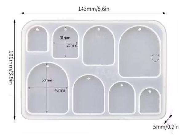 Molde Silicona Resina Uv Collar Llavero Figuras Geométricas