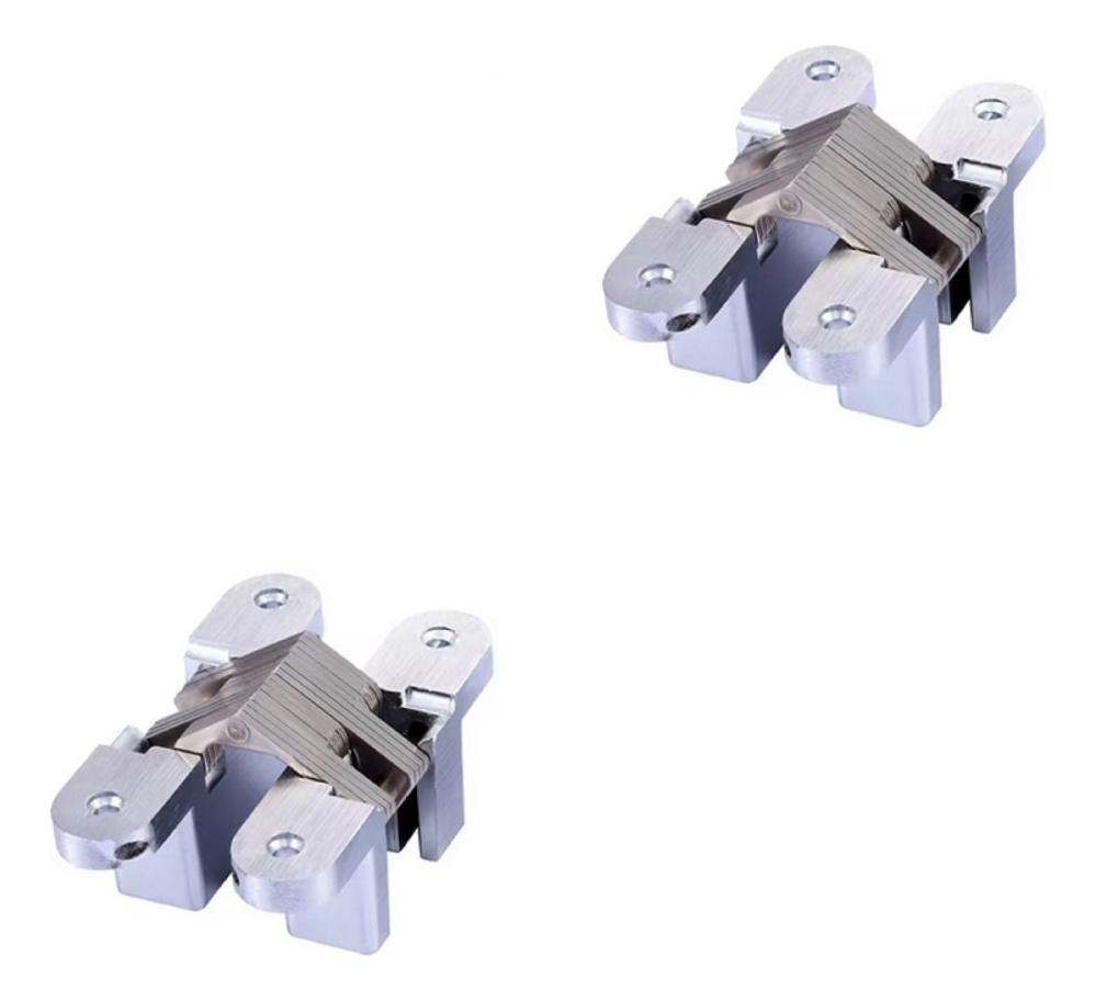 Bisagra Invisible Oculta Para Puerta 45mm Cromo Satín 2 Pcs