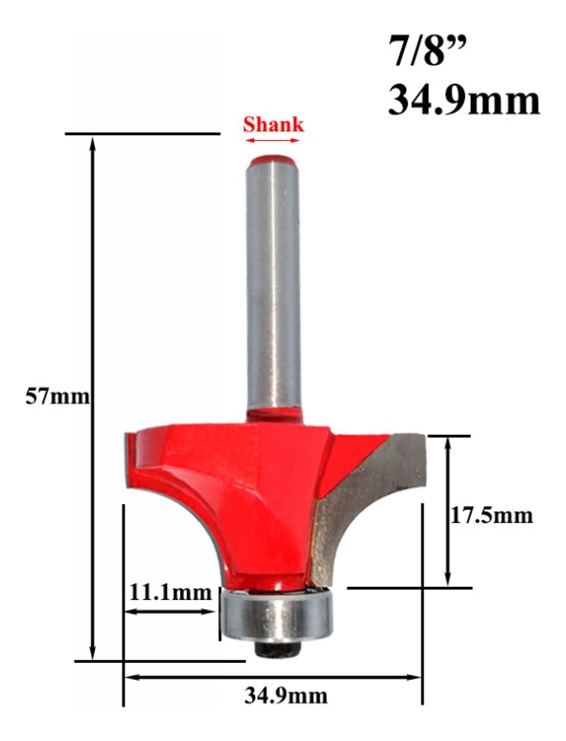 Fresa Madera Cuarto Rodon 11.1mm Vástago 6mm 1pc