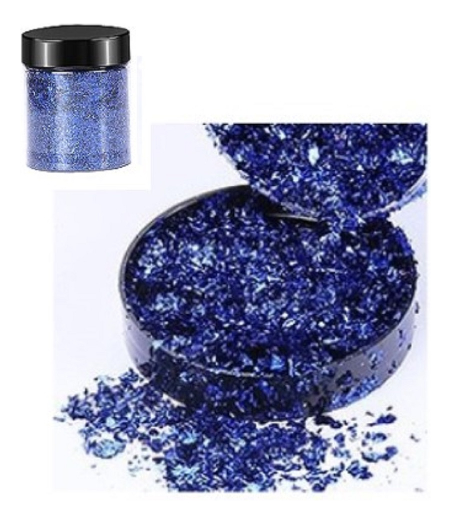 Escamas En Hoja Azul Papel Resina Epóxica Flake Uñas Foil