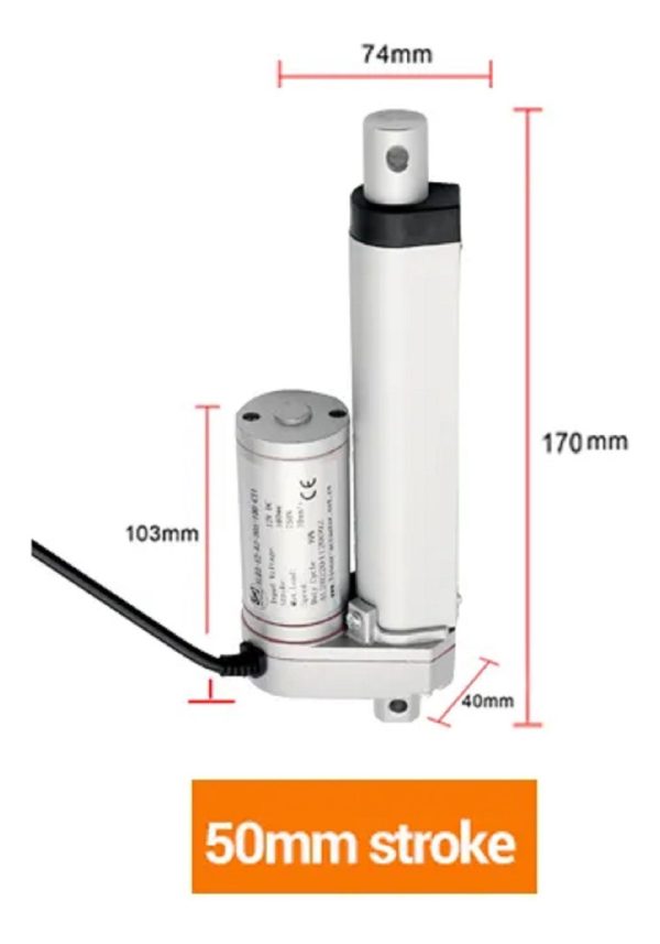 Actuador Lineal Dc 12v 1000n Stroke 150-500 Mm, Elevador Elé - Imagen 2