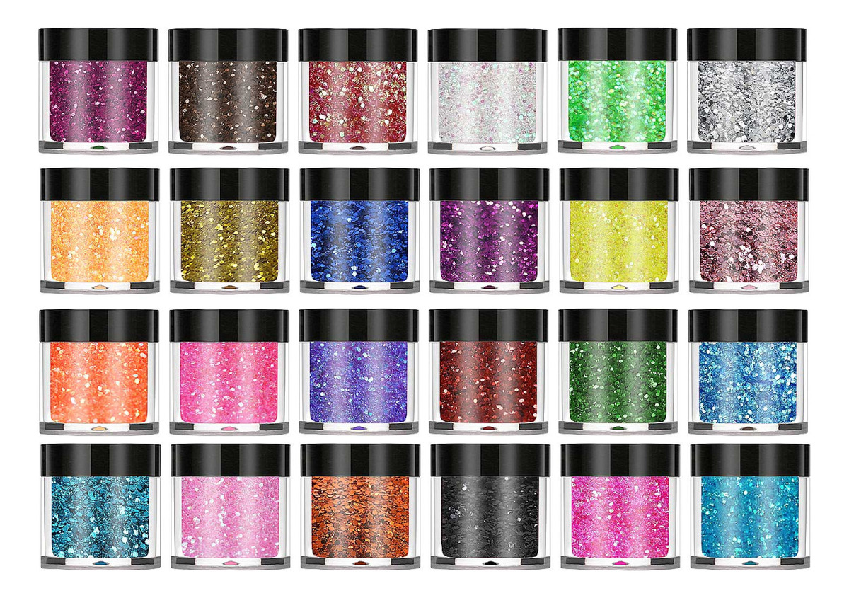 Glitter Para Resina Uv 24 Colores Aros Llaveros Colgante