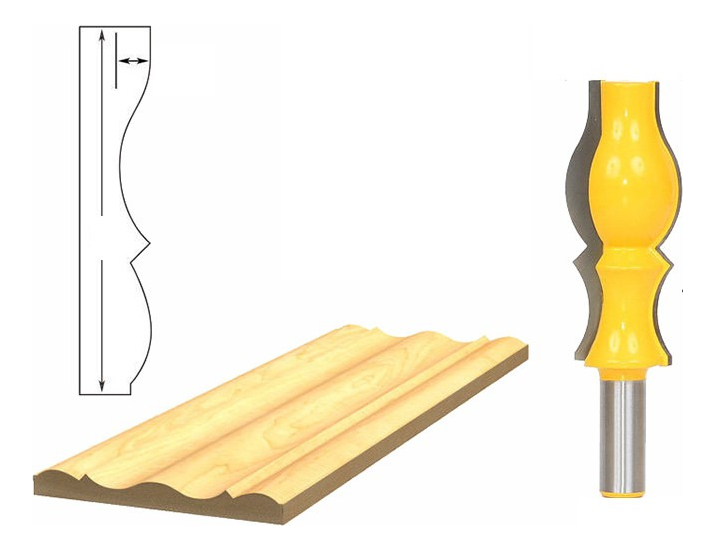 Fresa Madera Moldura Doble Zócalo Marcos Vástago  1/2  X76.2mm