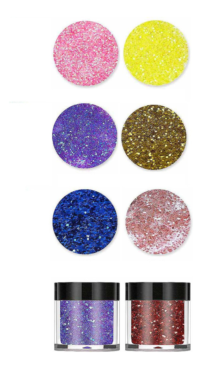 Glitter Para Resina Uv 6 Colores Aros Llaveros Colgante