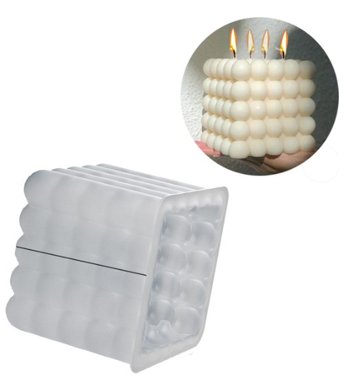 Molde Silicona Velas Y Jabón Cubo Con Burbujas