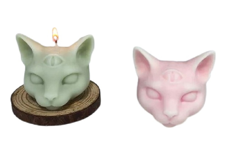 Molde Silicona Velas Y Jabón Gato De 3 Ojos