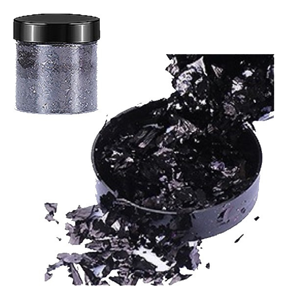 Escamas En Hoja Negro Papel Resina Epóxica Flake Uñas Foil