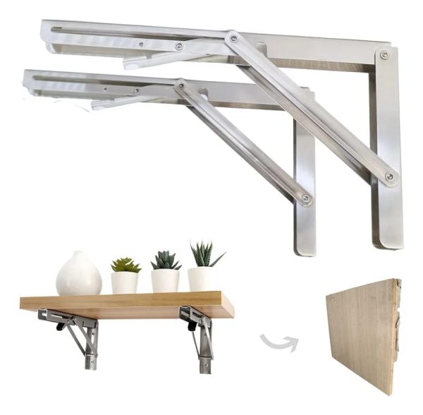 Bisagras Escuadra Soporte Estante Repisa Plegable 50cm 1par - Imagen 3