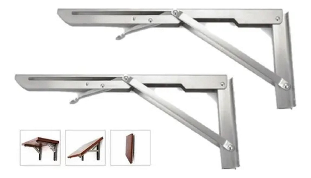 Bisagras Escuadra Soporte Estante Repisa Plegable 50cm 1par