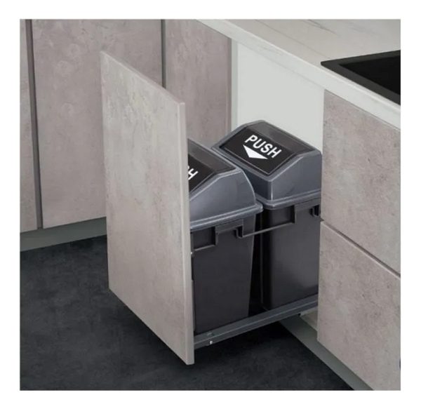 Basurero Mueble Cocina Doble 28lt Con Tapa 1pc
