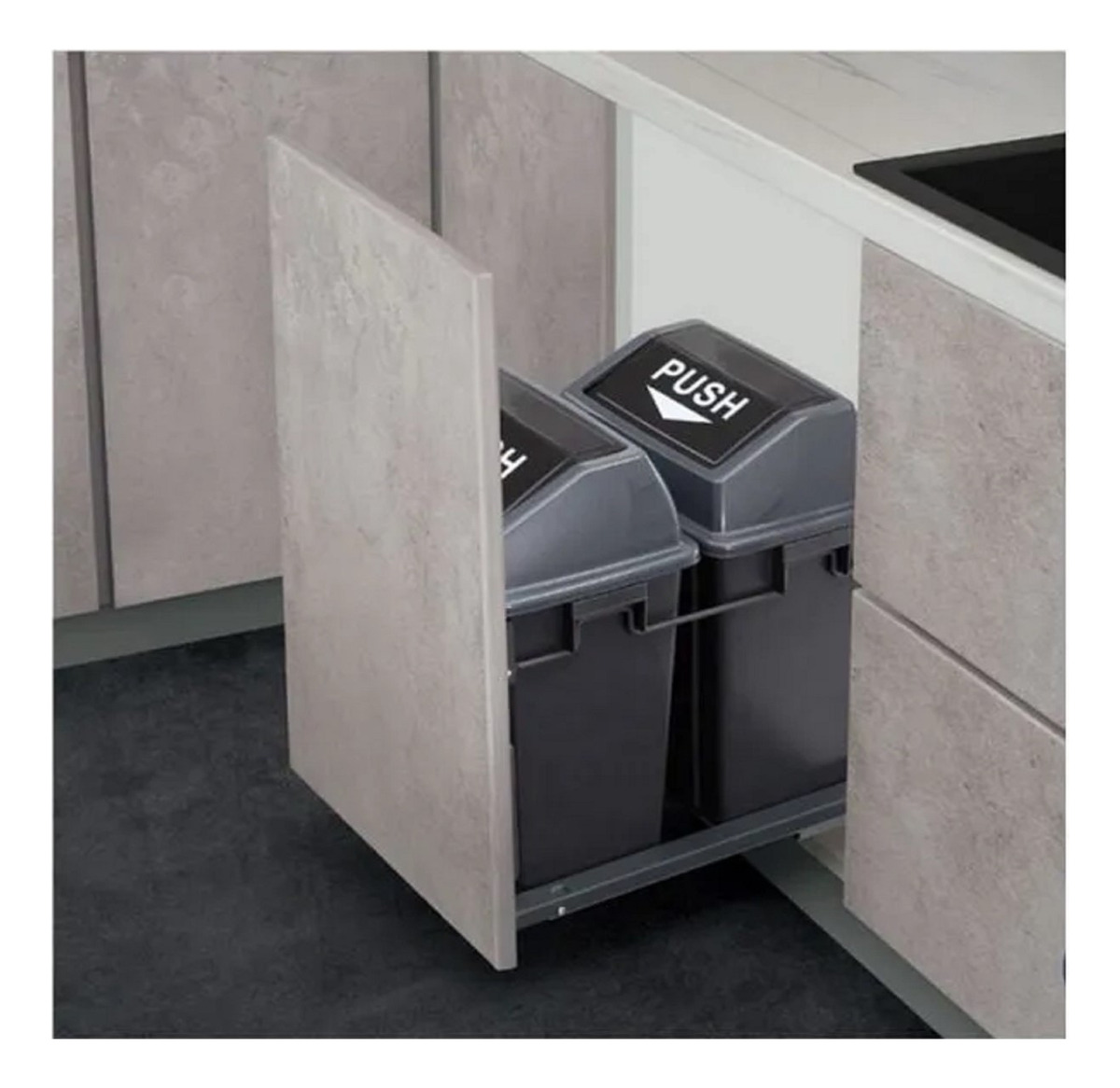 Basurero Mueble Cocina Doble 28lt Con Tapa 1pc