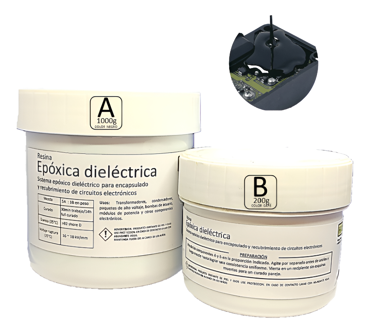 Resina Epóxica Dieléctrica Negra Para Electrónica 1.2kl 5:1