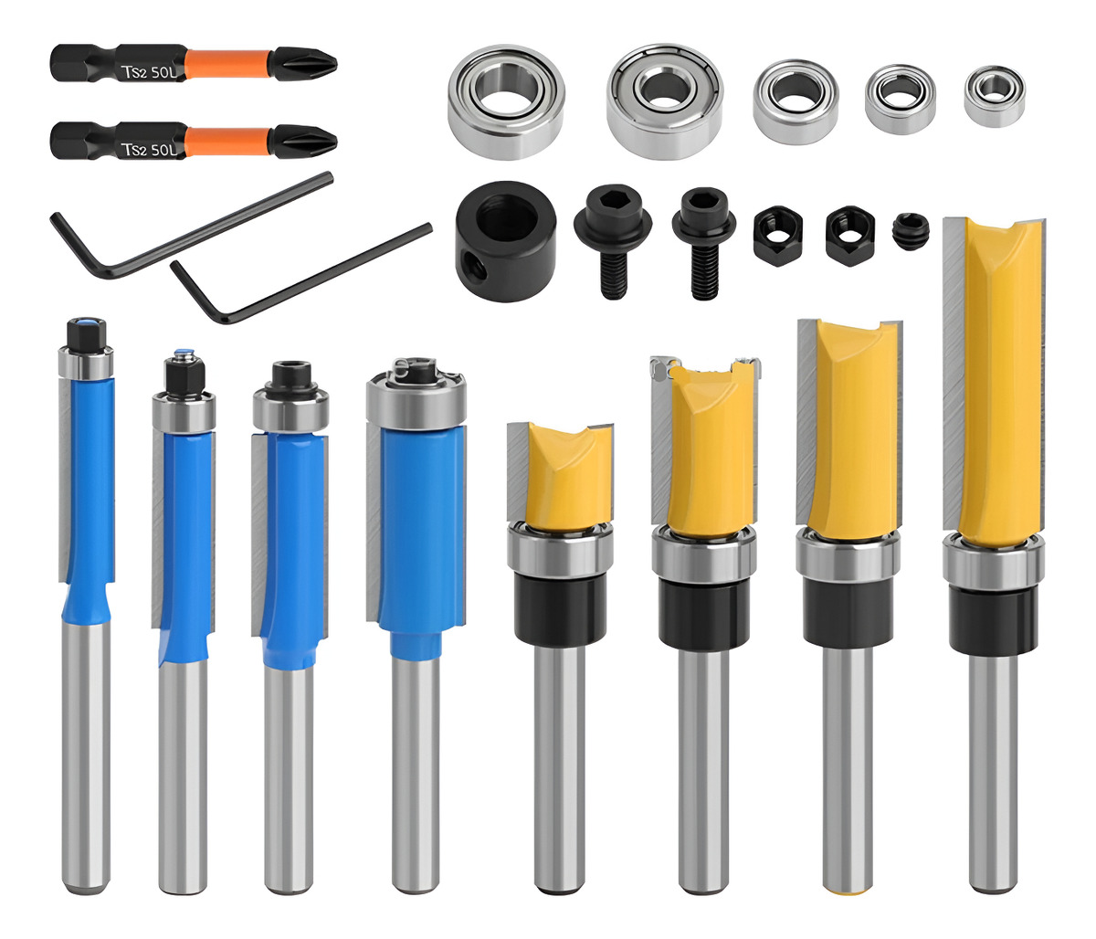 Fresa Madera Copiadora Dif Medidas Vástago De 1/4 23pcs