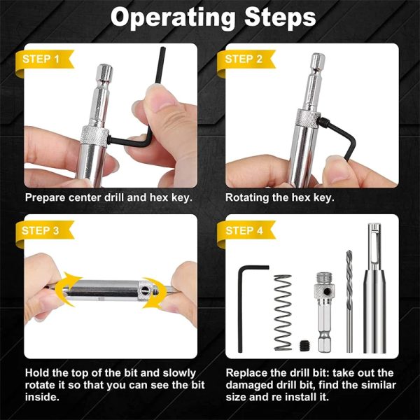 Brocas Autocentrantes Centradoras Bisagras Rieles 7pcs+alen - Imagen 4