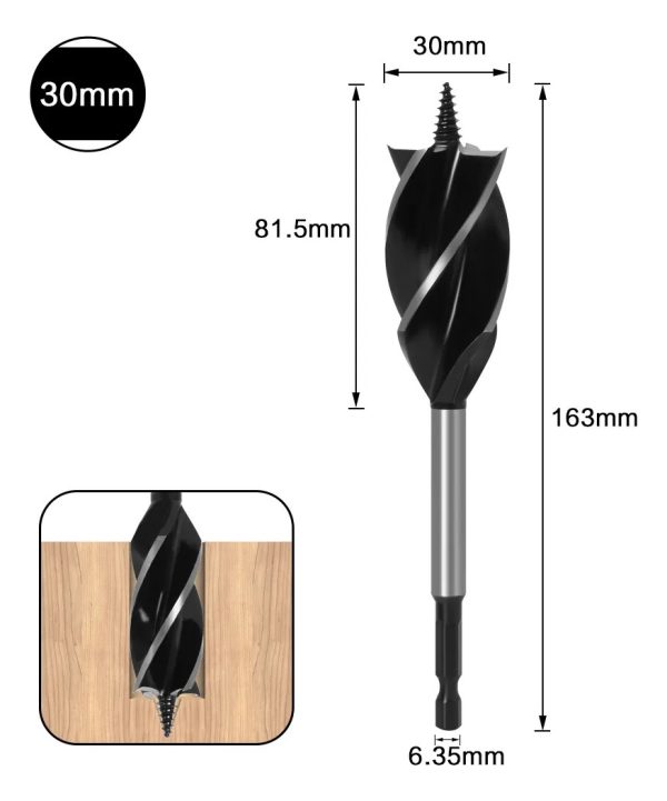 Broca Madera Bigas Helicoidal Vástago Taladro 5pcs 26 A 35mm - Imagen 2