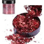 Escamas En Hoja Rojo Intenso Papel Resina Epóxica Flake Uñas