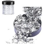Escamas En Hoja Silver Papel Resina Epóxica Flake Uñas