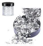 Escamas En Hoja Silver Papel Resina Epóxica Flake Uñas