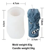 Molde Silicona Velas Y Jabón Rostro Enojado Con Pelo - Imagen 2