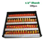 Set Fresas Madera Toma 1/4 O 6.35mm Con Maleta 100pcs - Imagen 3