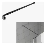 Barra Soporte Negra Para Mampara Vidrio Baño Ducha 100-120mm