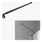 Barra Soporte Negra Para Mampara Vidrio Baño Ducha 100-120mm