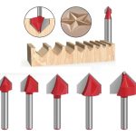 Fresa Ranura V 4un Vástago 1/4 6pcs 3/8 A 1 Pulgada