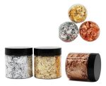 Escamas En Hoja Oro Plata Cobre Papel Resina Purpurina Uñas