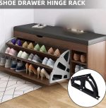 2 Par Bisagras Para Mueble Cajones 3filas De Zapato Negro 4u - Imagen 2