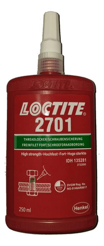 D_876134-MLC113897801186_072026-O.jpg Loctite 2701 Traba Perno Verde 250ml Viscosidad: 500 A 900mp - Imagen 1