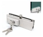 Herraje Inferior Con Cerradura Puerta Vidrio Dt-7010 Bruñido