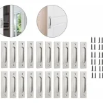 24u Tirador Recto Embutido Puerta Corredera 12x4cm Cromado