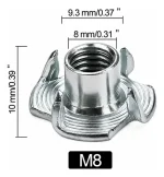 Tuerca Araña/anclaje M8 Inserto Para Patín Para Muebles 10u - Imagen 2