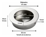 Tirador Asa Redondo Embutido Plana Acero Inox 41mm 2un - Imagen 2