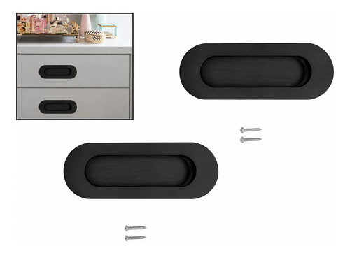 D_713443-MLC116118675159_082026-O.jpg Set 2unidades Tirador Asa Ovalado Negro Para Muebles 120mm - Imagen 1