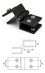2u Bisagra 90° Para Vidrio 5-8mm, Gabinete Esquina Negro - Imagen 4