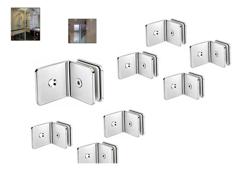 D_721378-MLC114682646588_082026-O.jpg Set 8un Abrazadera De Acero Inox Puerta De Ducha Shower 90° - Imagen 1