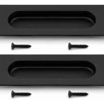 2un Asa Recta Embutida Puerta Closet Corredera 12cm Negra