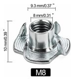 Inserto Para Patín Tuerca Araña/anclaje Para Muebles M8 100u - Imagen 2
