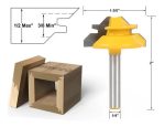 Fresa Madera Ensamble Cajón Machimbrado Vástago  1/4  45° 1/2 - Imagen 2