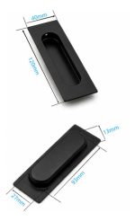 12u Tirador Rectangular Embutida Puerta Corredera 12cm Negra