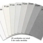 Set Lijas Diferente Grano Pliego 23x28cm Antiempaste 45u