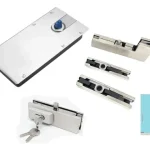 Kit 5pcs Cerradura Bisagra Para Puerta Vidrio Inox Bruñido