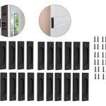 24u Asa Rectangular Negra Embutida Puerta Corredera 12x4cm