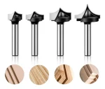 Fresa Madera Doble Perfilado Curvo Vástago 1/4 4pcs