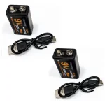 Batería 9v Recargable Usb C 2000mah Gtl Energy + Cable X 2