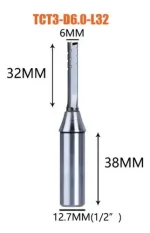 Fresa Recta Profesional Para Cnc 3 Filos Vástago 1/2 X 6mm - Imagen 2